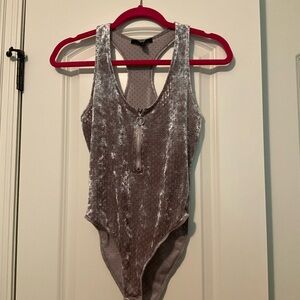 Forever 21 Purple/Silver Velvet Bodysuit